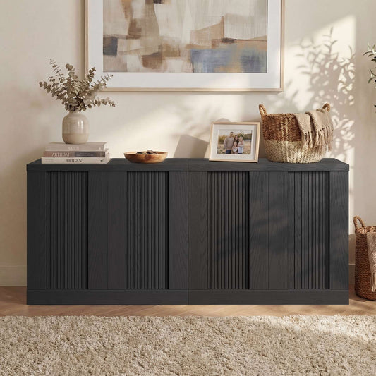 HAUOMS Fluted Storage Cabinet Mid Century Modern Sideboard with Adjustable Shelf