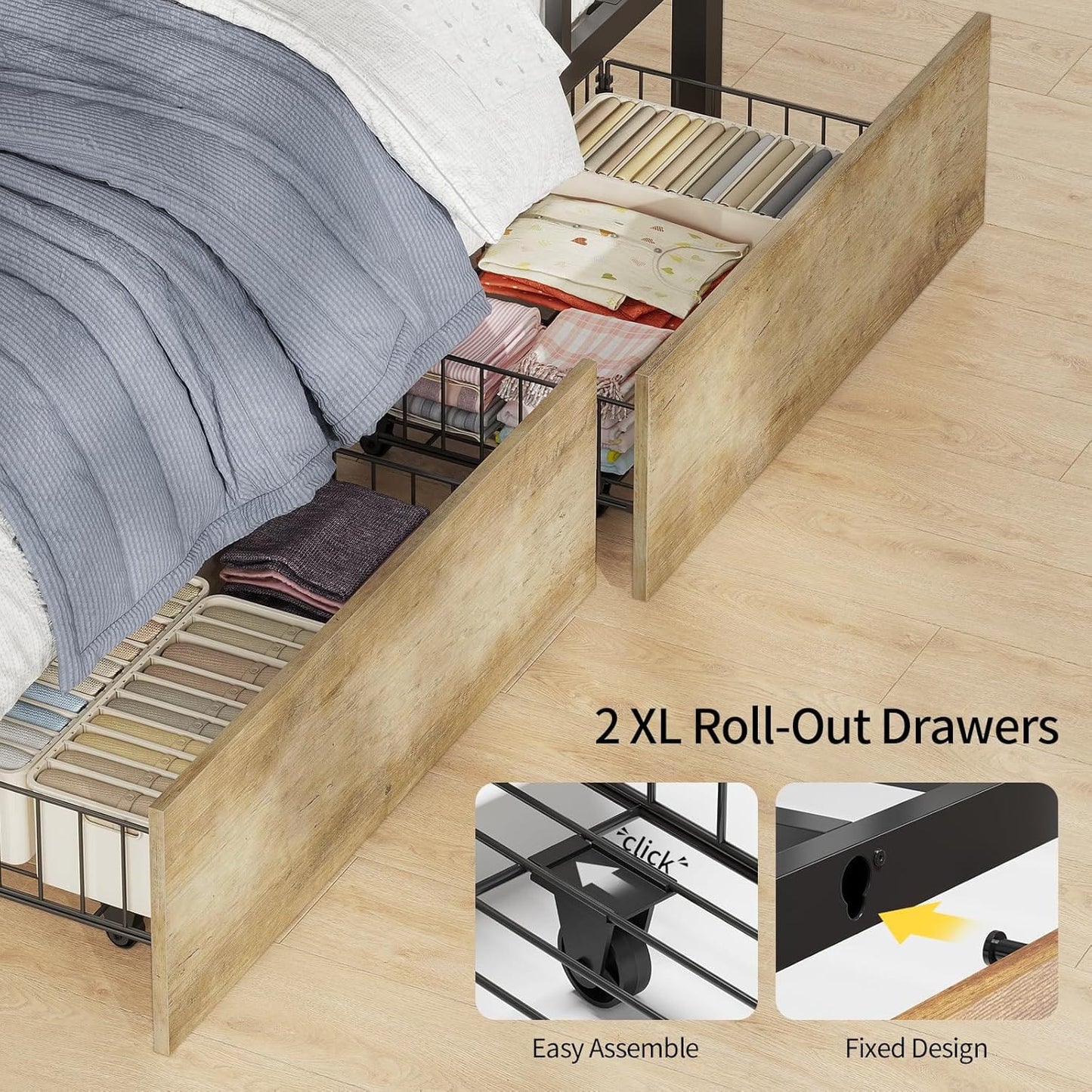 HAUOMS Bed Frame Greige Bunk Bed with Desk Greige