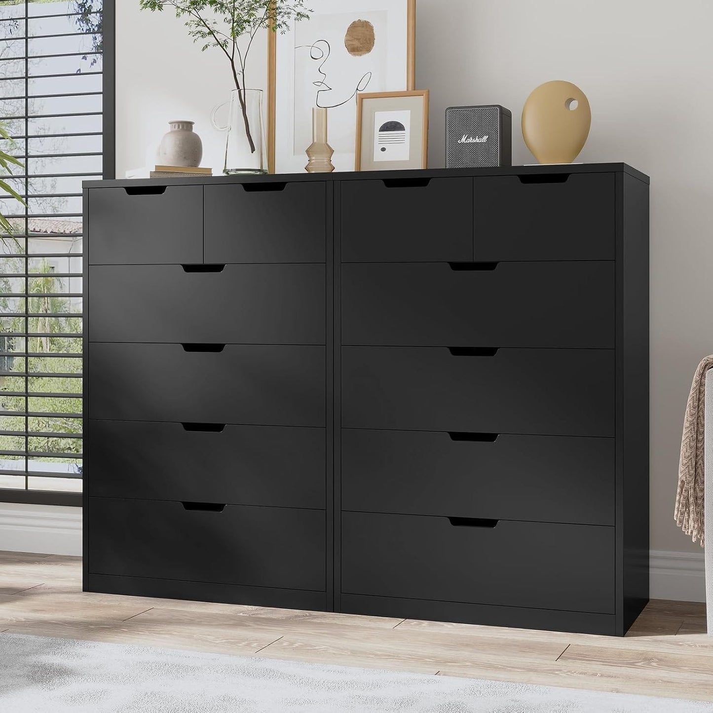 HAUOMS Dresser Black Closet Dressers Black