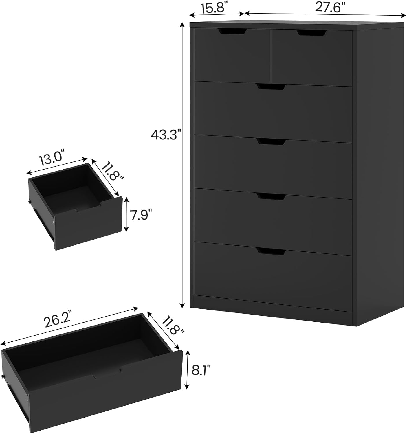 HAUOMS Dresser Black Closet Dressers Black