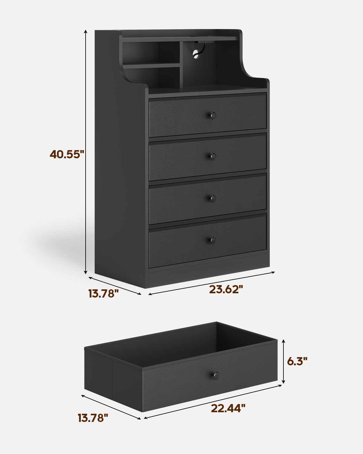 HAUOMS Dresser Tall Dresser with 4 Drawers Black