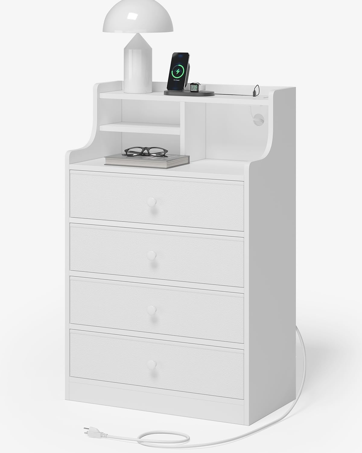 HAUOMS Dresser Tall Dresser with 4 Drawers White