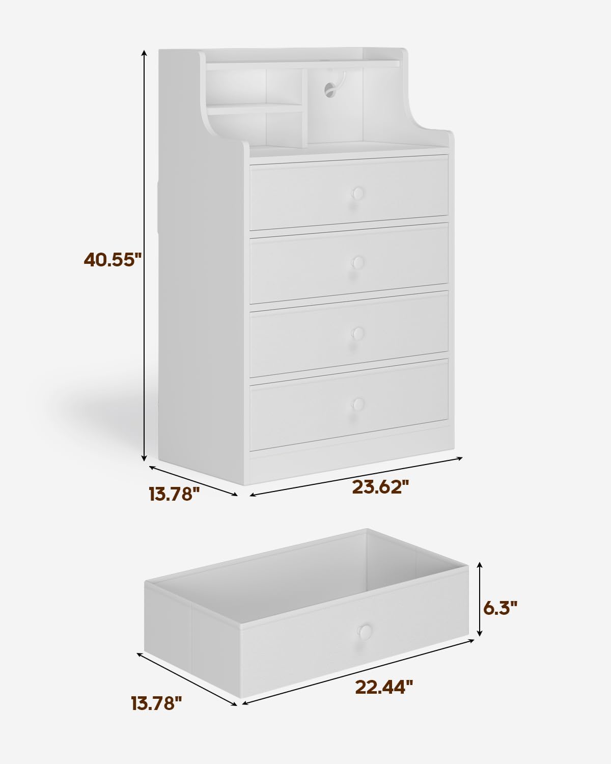 HAUOMS Dresser Tall Dresser with 4 Drawers White