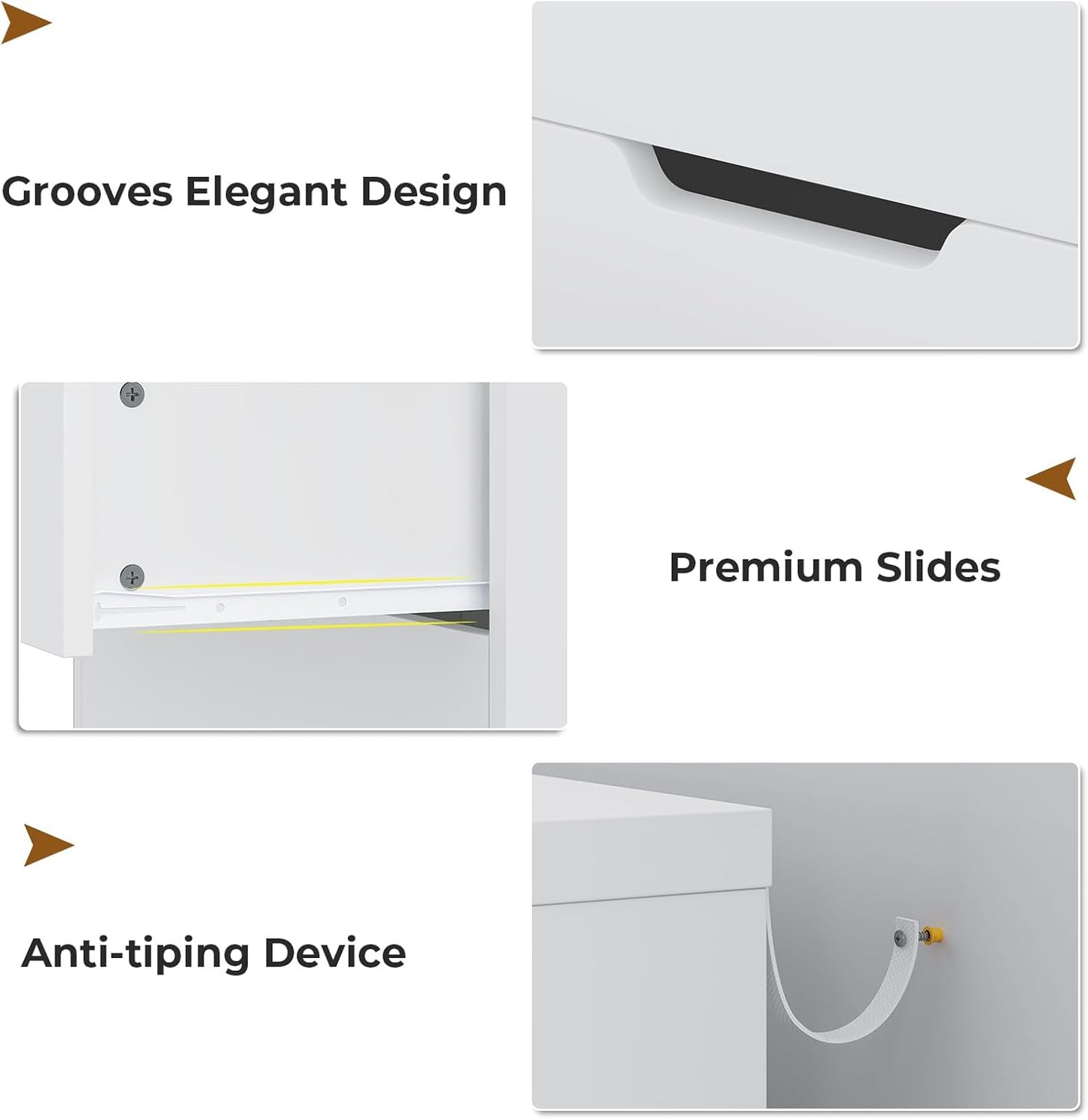 HAUOMS Dresser White 4 Drawers Dresser White