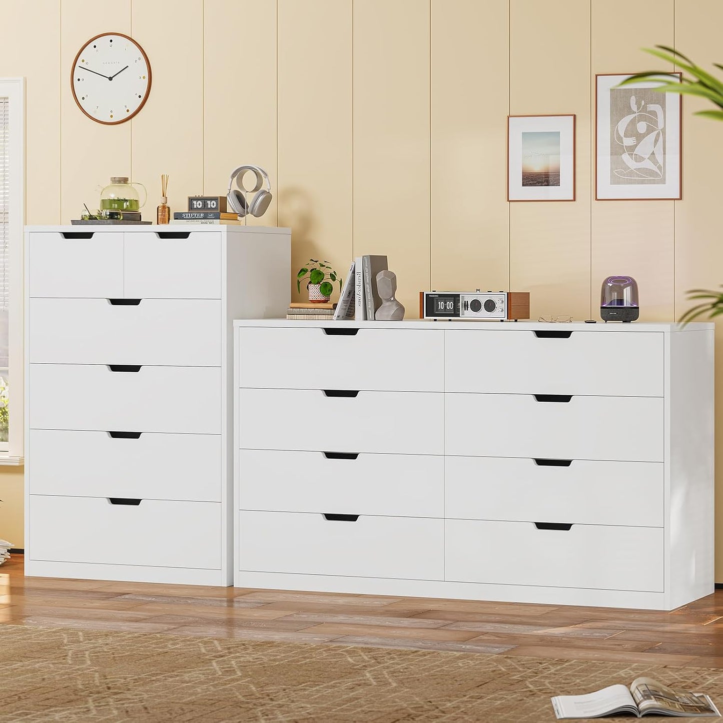 HAUOMS Dresser White 8 Drawers Dresser White