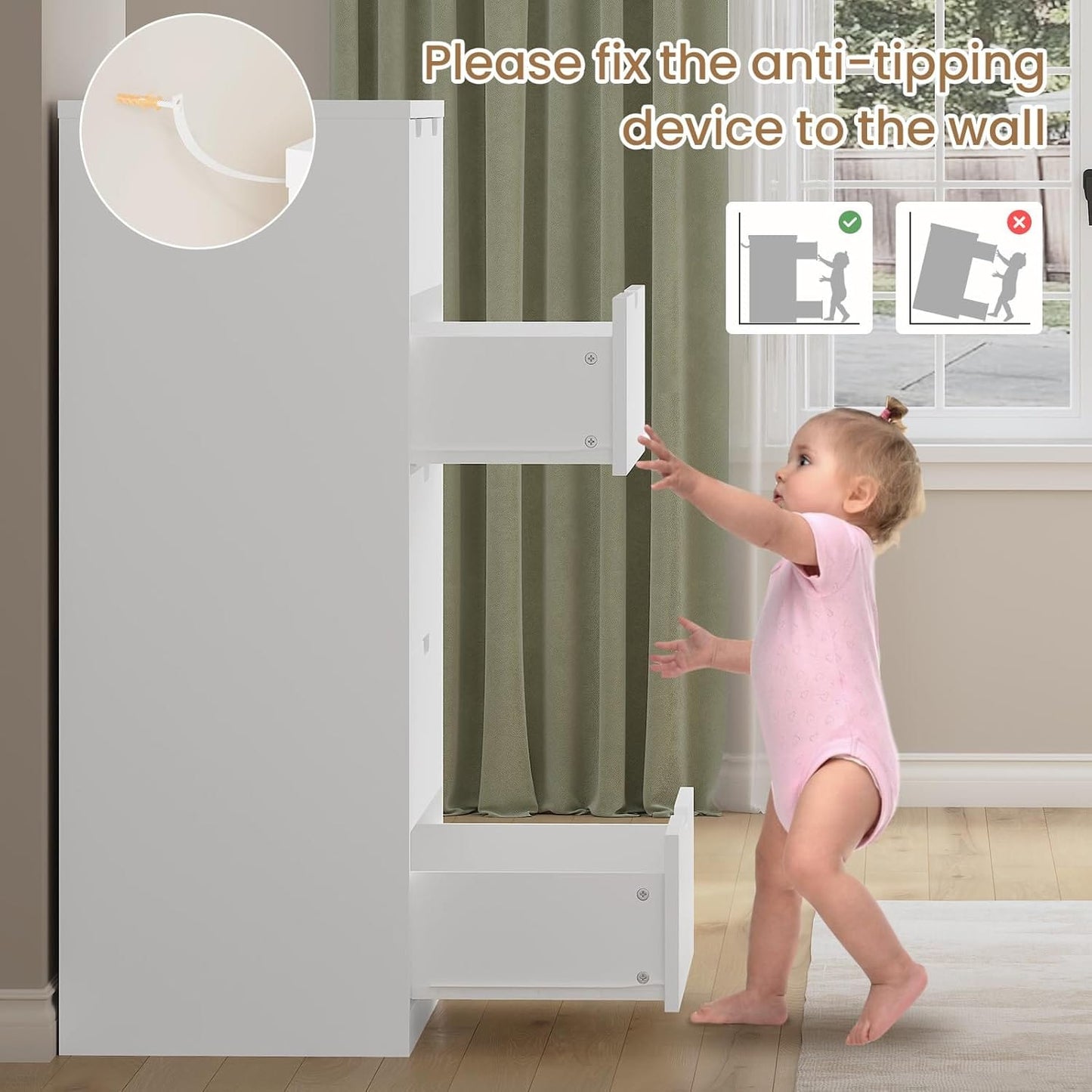HAUOMS Dresser White Closet Dressers White
