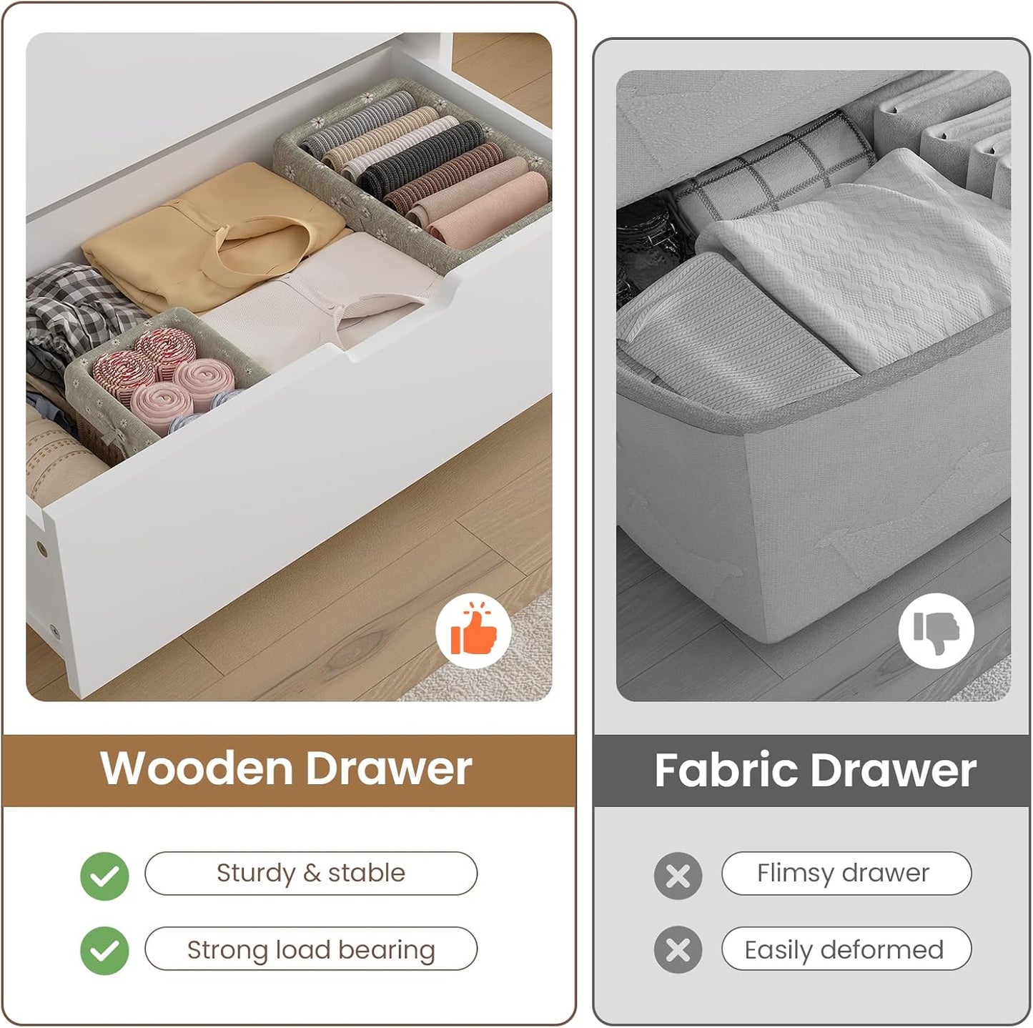 HAUOMS Dresser White Closet Dressers White