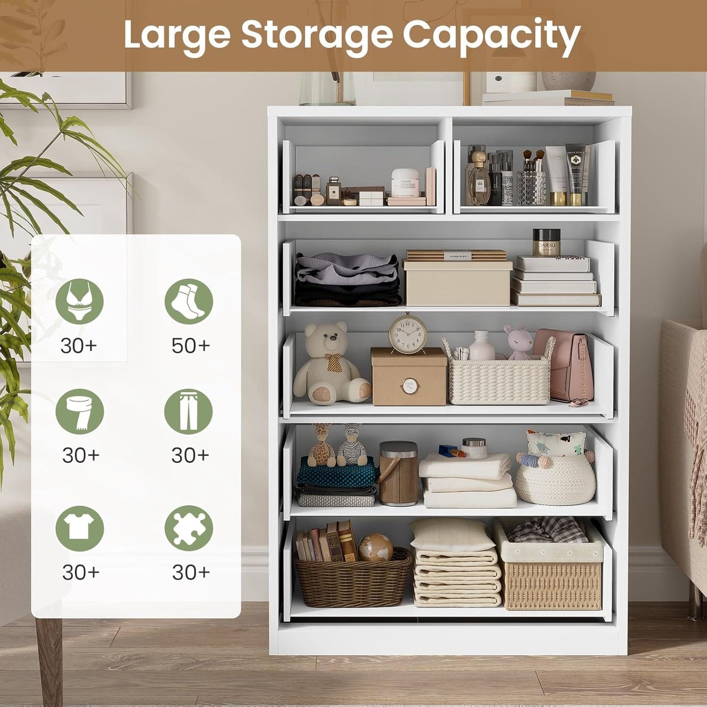 HAUOMS Dresser White Closet Dressers White