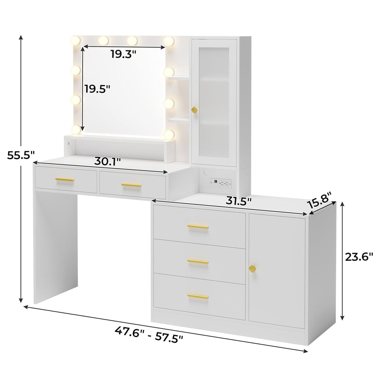 Hauoms Vanity White / Iron / Modern LED Makeup Vanity White