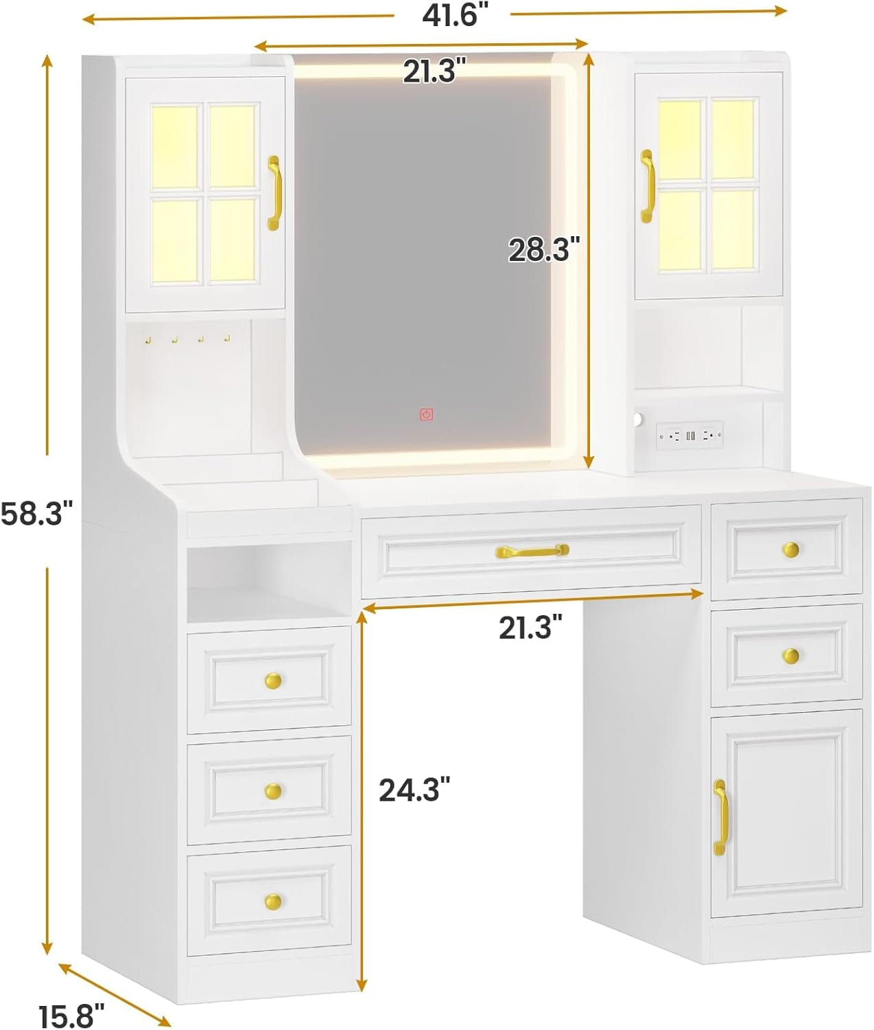 HAUOMS Vanity White Makeup Vanity Table White