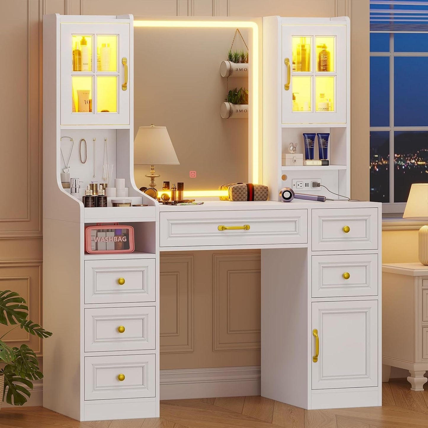 HAUOMS Vanity White Makeup Vanity Table White