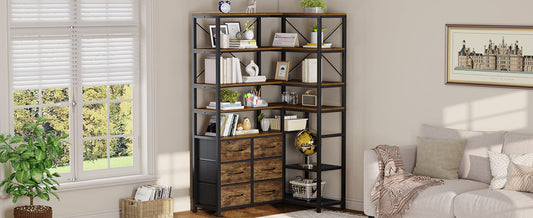 Reinvent Your Space: The 7-Tier Industrial Convertible Corner Bookshelf