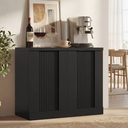 HAUOMS Fluted Storage Cabinet Mid Century Modern Sideboard with Adjustable Shelf