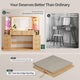 HAUOMS 59.1 Inch Vanity with Mirror and Sound Sync LED Lights Large Fluted Vanity Table with 8 Drawers Charging Station