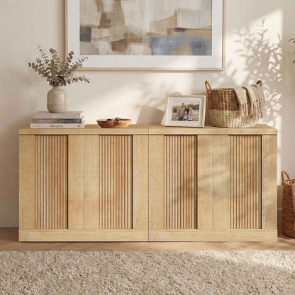 HAUOMS Fluted Storage Cabinet Mid Century Modern Sideboard with Adjustable Shelf