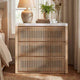 HAUOMS 27.6 Inch Tall Nightstand Extra Large Fluted Wood Bedside Table with 3 Drawers for Bedroom Living Room