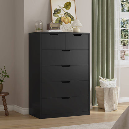 HAUOMS 43.3 Inch Tall Dresser with 6 Drawer Modern Chest of Drawers for Bedroom Living Room Entryway Hallway