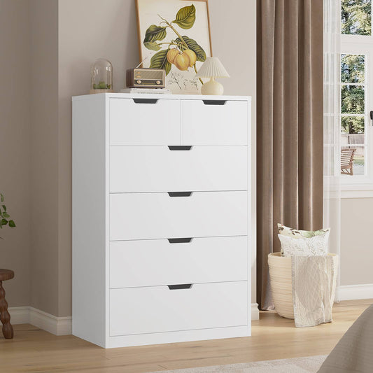 HAUOMS 43.3 Inch Tall Dresser with 6 Drawer Modern Chest of Drawers for Bedroom Living Room Entryway Hallway