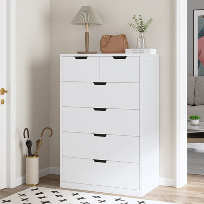 HAUOMS 43.3 Inch Tall Dresser with 6 Drawer Modern Chest of Drawers for Bedroom Living Room Entryway Hallway