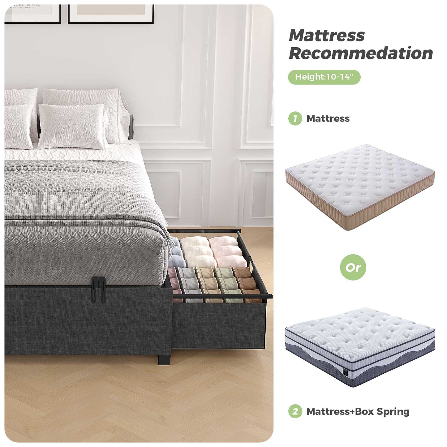 HAUOMS Twin Size Bed Frame with 2 Large Storage Drawers Platform Bed with Heavy Metal Slats No Box Spring Needed