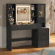 HAUOMS 45.3 Inch Makeup Vanity with Lights and Sliding Mirror Modern Vanity Desk with 5 Drawers and Charging Station