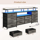 HAUOMS 63 Inch TV Stand with LED Lights and Power Outlets Long Dresser with 12 Fabric Drawers and Shelves for Bedroom