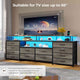HAUOMS 63 Inch TV Stand with LED Lights and Power Outlets Long Dresser with 12 Fabric Drawers and Shelves for Bedroom