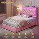 HAUOMS Twin Size Bed Frame with Storage Headboard and 3 Drawers Velvet Upholstered Princess Bed with Power Outlet