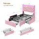 HAUOMS Twin Size Bed Frame with Storage Headboard and 3 Drawers Velvet Upholstered Princess Bed with Power Outlet