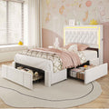 HAUOMS Twin Size Bed Frame with Storage Headboard and 3 Drawers Velvet Upholstered Princess Bed with Power Outlet