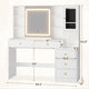 HAUOMS 45.3 Inch Makeup Vanity with Lights and Sliding Mirror Modern Vanity Desk with 5 Drawers and Charging Station