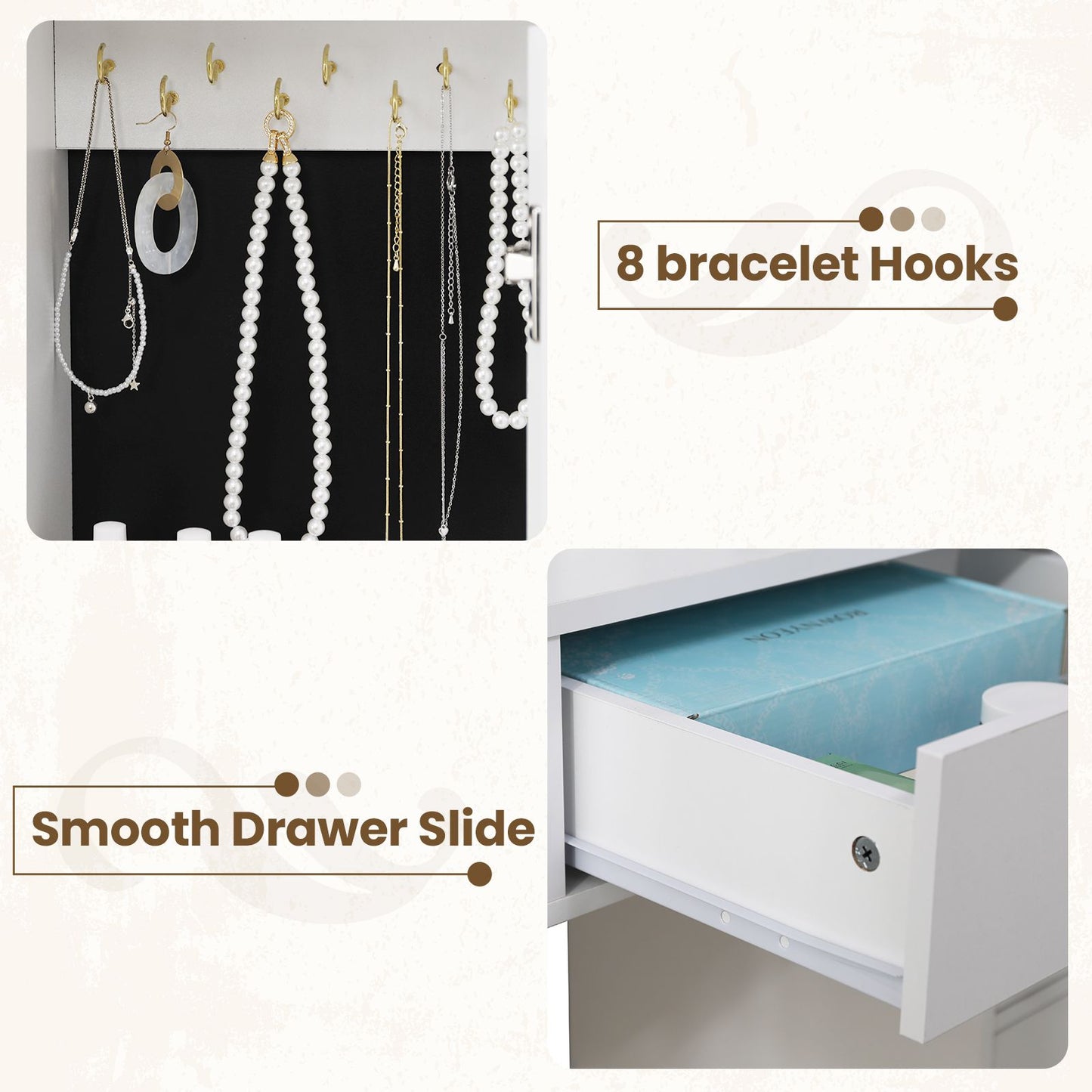 HAUOMS 45.3 Inch Makeup Vanity with Lights and Sliding Mirror Modern Vanity Desk with 5 Drawers and Charging Station