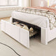 HAUOMS Twin Size Bed Frame with Storage Headboard and 3 Drawers Velvet Upholstered Princess Bed with Power Outlet