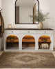 HAUOMS 63 inch Console Table with 3 Drawers and 3-Tier Storage Farmhouse Arched Table with RGB Lights and Charging Station for Entrance Hallway Foyer Living Room
