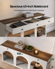 HAUOMS 63 inch Console Table with 3 Drawers and 3-Tier Storage Farmhouse Arched Table with RGB Lights and Charging Station for Entrance Hallway Foyer Living Room