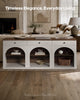 HAUOMS 63 inch Console Table with 3 Drawers and 3-Tier Storage Farmhouse Arched Table with RGB Lights and Charging Station for Entrance Hallway Foyer Living Room