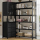 HAUOMS Corner Bookshelf with 6 Tier Convertible Bookshelf and 6 Fabric Drawers for Home Office Living Room