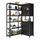 HAUOMS Corner Bookshelf with 6 Tier Convertible Bookshelf and 6 Fabric Drawers for Home Office Living Room