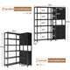 HAUOMS Corner Bookshelf with 6 Tier Convertible Bookshelf and 6 Fabric Drawers for Home Office Living Room