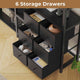 HAUOMS Corner Bookshelf with 6 Tier Convertible Bookshelf and 6 Fabric Drawers for Home Office Living Room