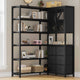 HAUOMS Corner Bookshelf with 6 Tier Convertible Bookshelf and 6 Fabric Drawers for Home Office Living Room