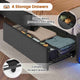 HAUOMS Twin Size Bed Frame with Hidden Storage Headboard and 4 Drawers Upholstered Platform Bed Twin with LED Lights Charging Station