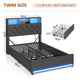 HAUOMS Twin Size Bed Frame with Hidden Storage Headboard and 4 Drawers Upholstered Platform Bed Twin with LED Lights Charging Station
