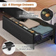 HAUOMS Twin Size Bed Frame with Hidden Storage Headboard and 4 Drawers Upholstered Platform Bed Twin with LED Lights Charging Station