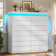 HAUOMS 60.4 Inch Tall Dresser with 7 Drawers and LED Lights Modern Chest of Drawers for Living Room Bedroom