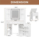 HAUOMS 42.5 Inch Vanity Desk with 3 Lights Mirror Storage Bench and Power Outlet Corner Vanities with Rotating Cabinet and Drawers