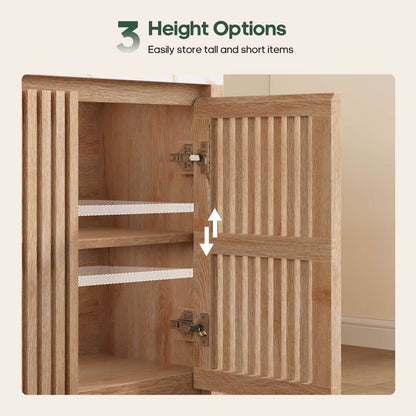 HAUOMS 27.6 Inch Tall Cabinet with Storage Fluted Sideboard with Adjustable Shelf for Kitchen Living Room Entryway