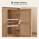 HAUOMS 27.6 Inch Tall Cabinet with Storage Fluted Sideboard with Adjustable Shelf for Kitchen Living Room Entryway