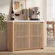 HAUOMS 27.6 Inch Tall Cabinet with Storage Fluted Sideboard with Adjustable Shelf for Kitchen Living Room Entryway