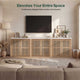 HAUOMS 27.6 Inch Tall Cabinet with Storage Fluted Sideboard with Adjustable Shelf for Kitchen Living Room Entryway